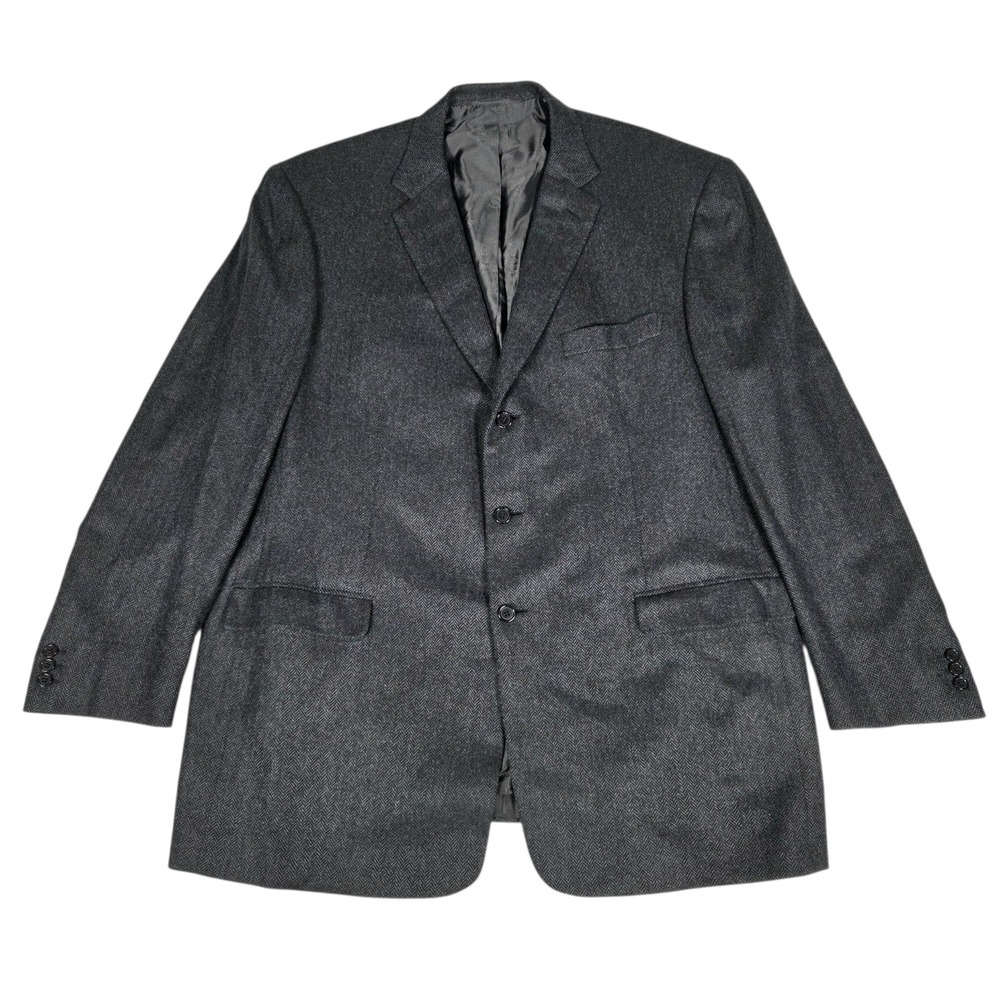 Brioni Blazer Mens 50L Charcoal Grey 100% Cashmere Herringbone Secolo Sport Coat
